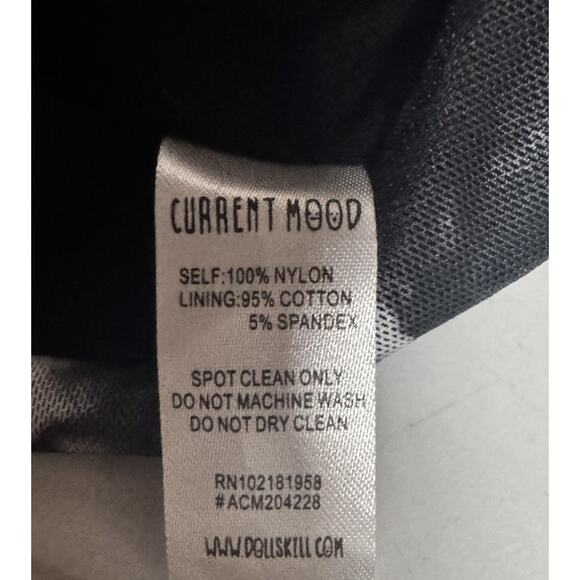 Current Mood Sz Small Black Mesh Bell Sleeve Ruched Button Front Top Grunge Goth - Picture 8 of 10